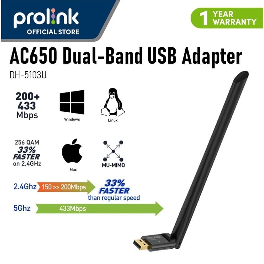 WIRELESS ADAPTOR 600 Mbps AC650